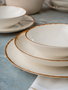 Hermia GBSATN24KY458KH Vajilla de Porcelana 24 Piezas Blanco y Marrón